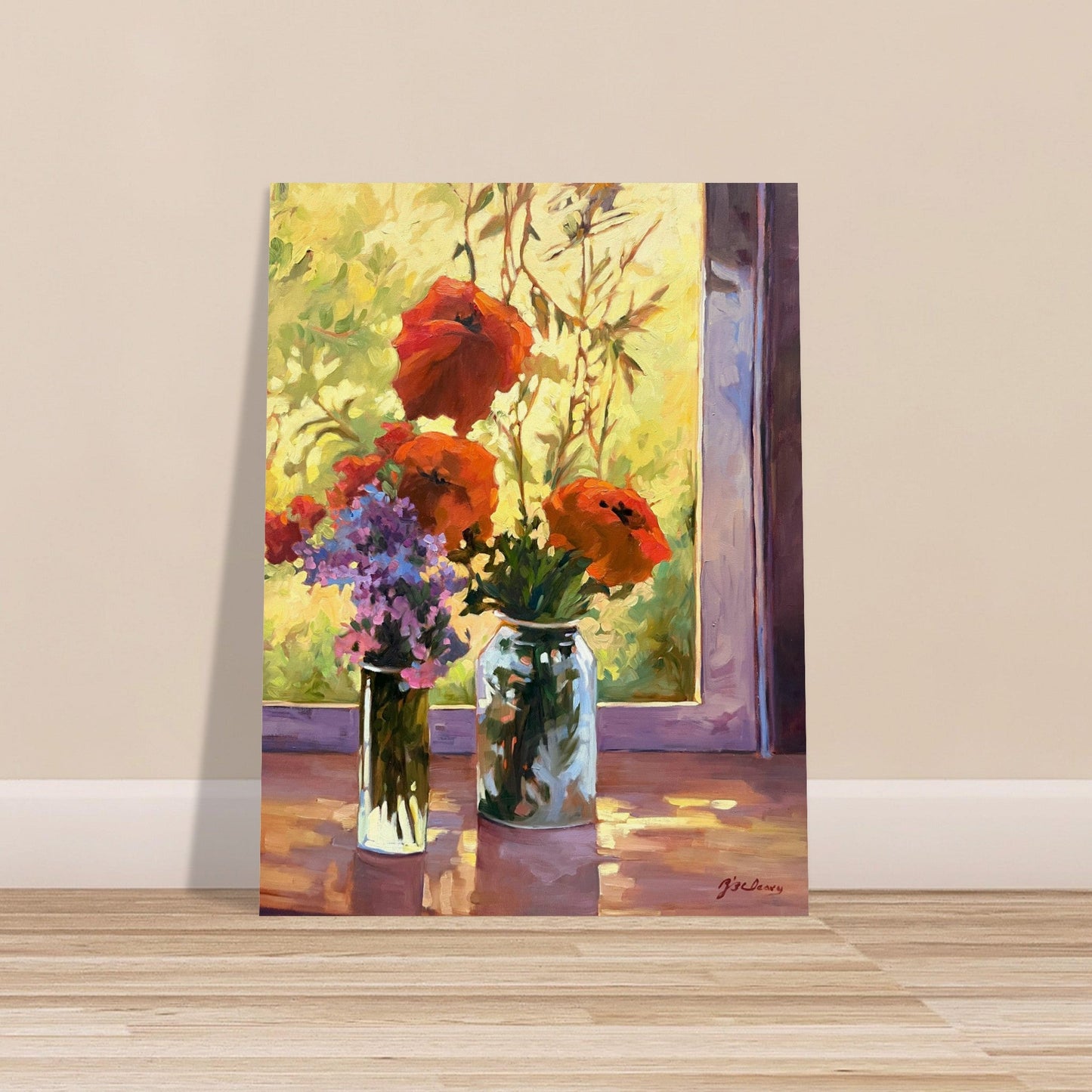 'Morning Light Poppies' Floral I 18x24 Museum-Quality Matte Paper Poster | Original Artwork by American Artist Barbara Cleary