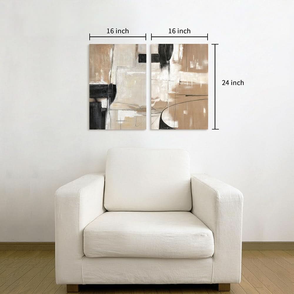Black Brown Contemporary Abstract Canvas Wall Artwork