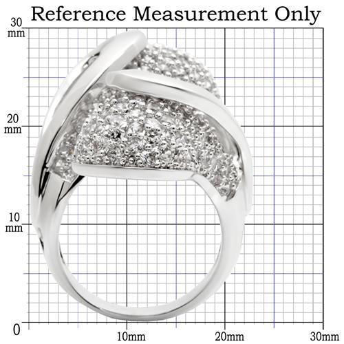 0W118 - Rhodium Brass Ring with AAA Grade CZ in Clear
