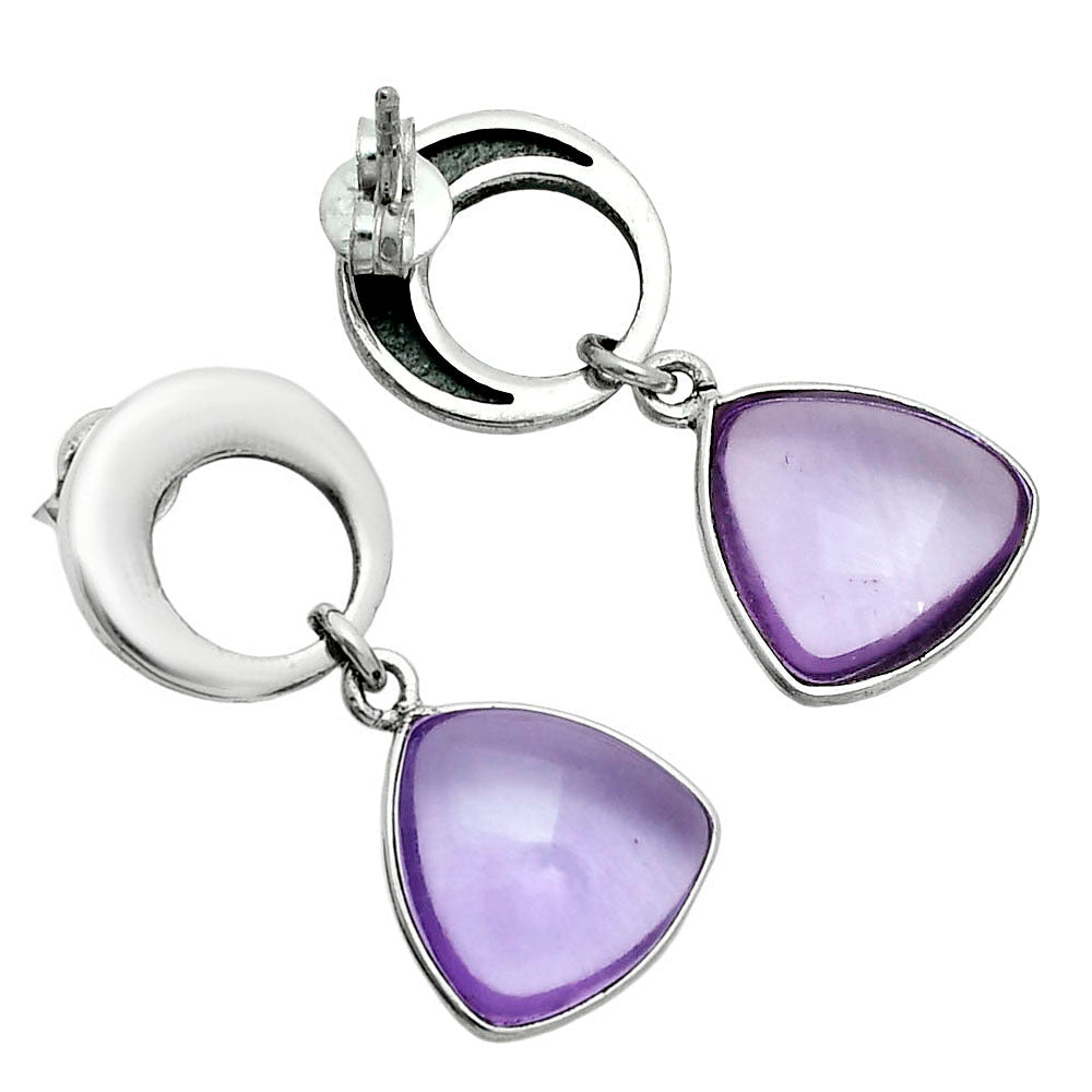 Premium Quality Amethyst Cab Briolette - Brazil Earrings E-1259 11-EE10036