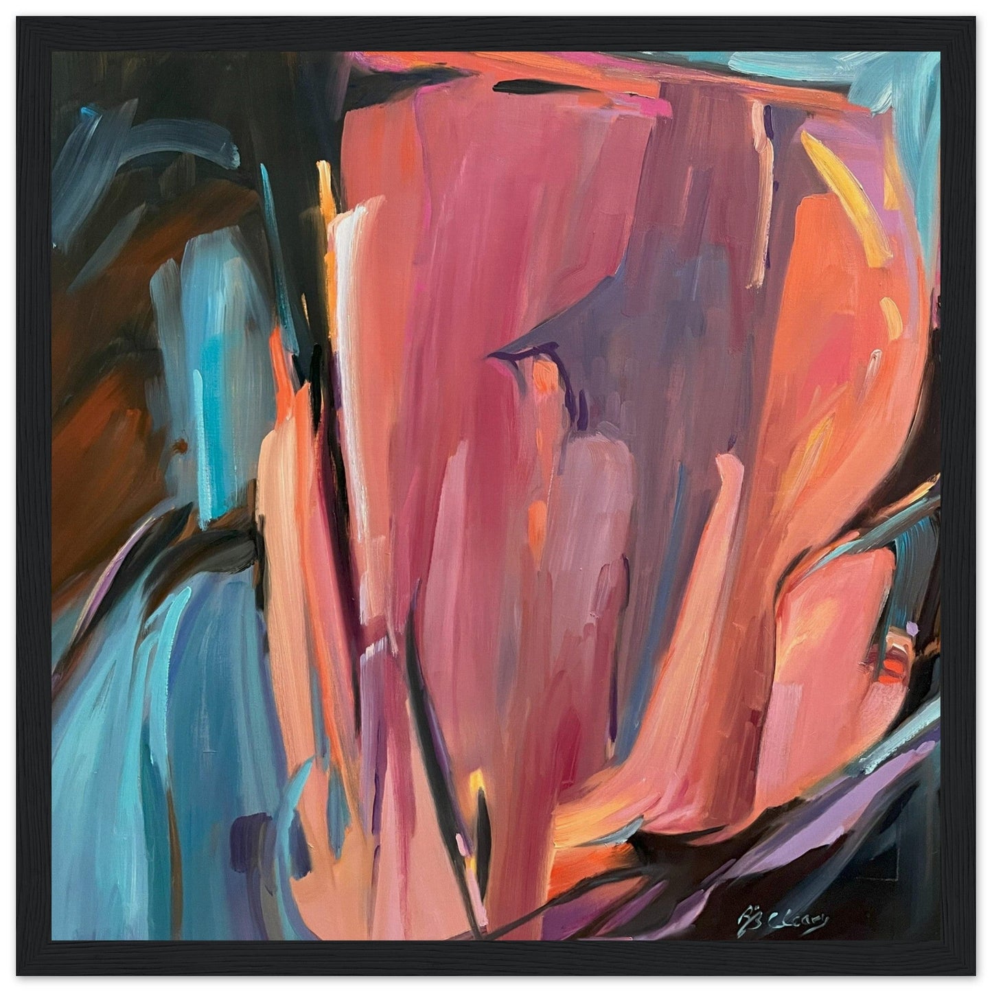 'Colorscape' Abstract I Ready-to-Hang 12x12 inch Framed Art Print I Original Artwork by American Artist Barbara Cleary