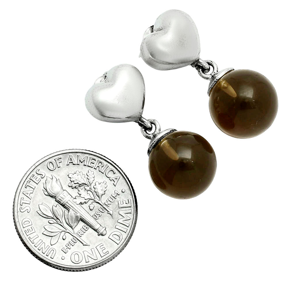 Premium Quality Heart - Smoky Quartz Ball - Brazil Earrings E-1258 17-EE10198