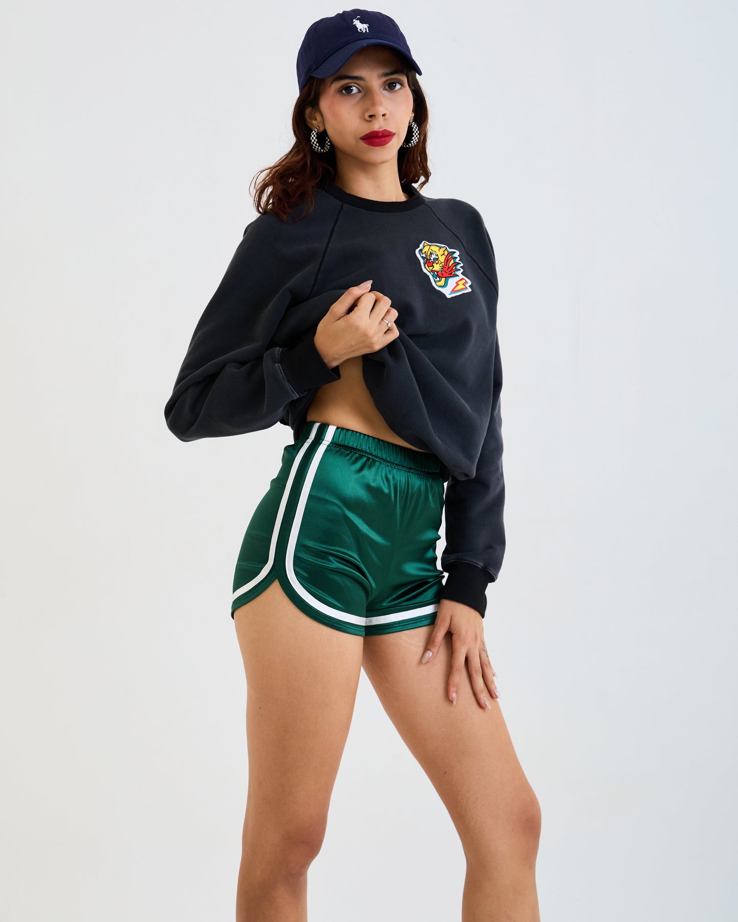Vintage Satin Running Shorts – Women's Retro Track Shorts with White Trim