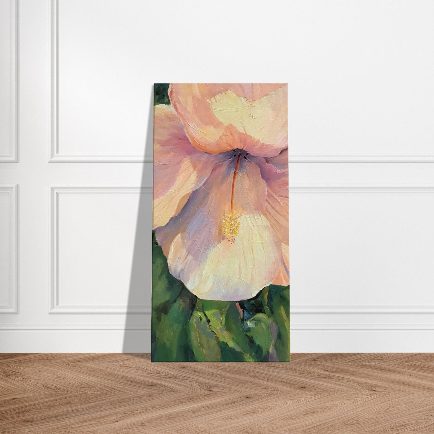'Pink Hibiscus' Floral I 16x32 inch Art Print on Canvas I Original Artwork by American Artist Barbara Cleary | Barbara Cleary Designs