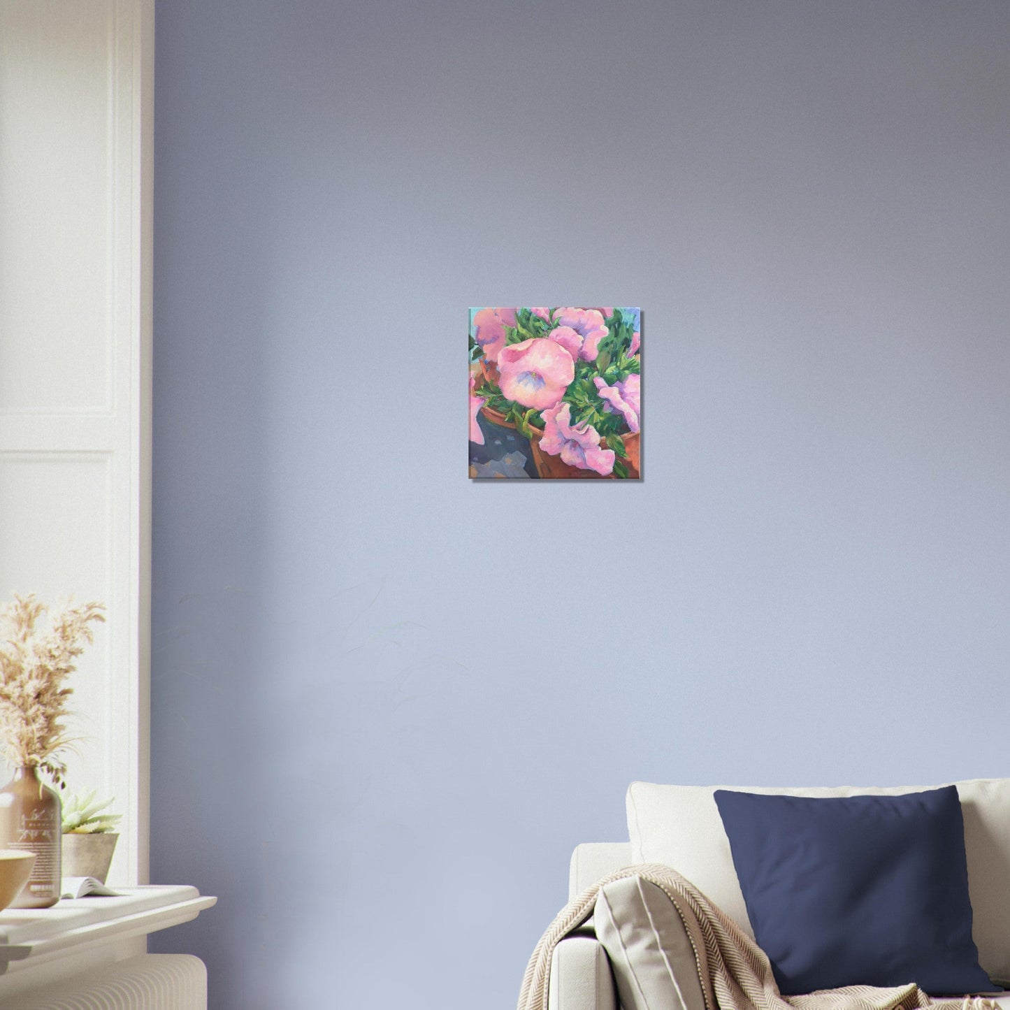 'Pink Petals in Bloom' Floral I 12x12 Canvas Art Print I Original Artwork by American Artist Barbara Cleary