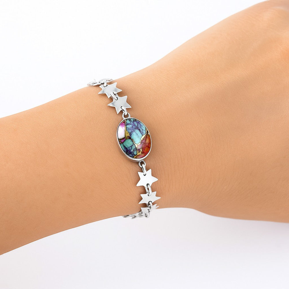 Premium Star Kingman Orange Dahlia Turquoise Bracelet B-1044 30-EB10304
