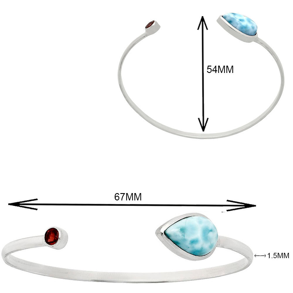 Premium Quality Larimar & Garnet Cuff Bangle Bracelet B-1004 37-EB10376