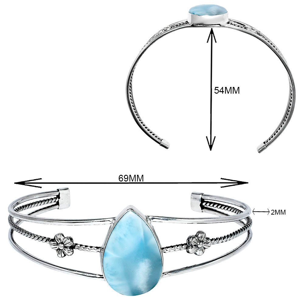 Premium Quality Natural Larimar Cuff Bangle Bracelet B-1012 37-EB10394