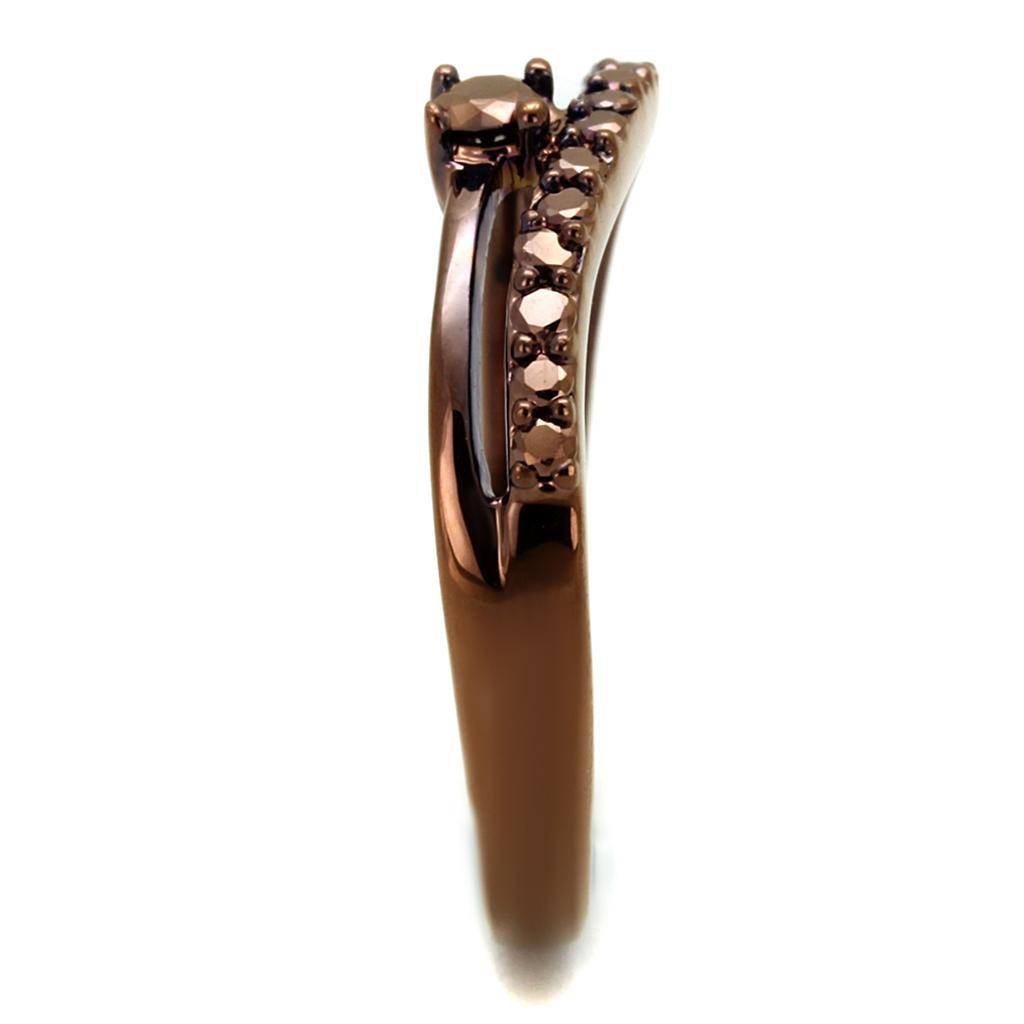 3W1148 - IP Coffee light Brass Ring with AAA Grade CZ in Light Coffee
