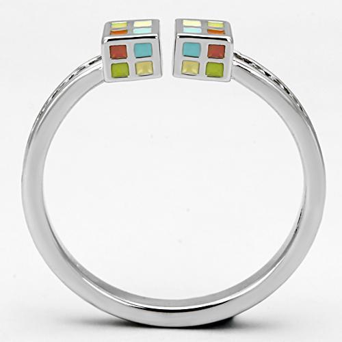 3W525 - Rhodium Brass Ring with AAA Grade CZ in Clear