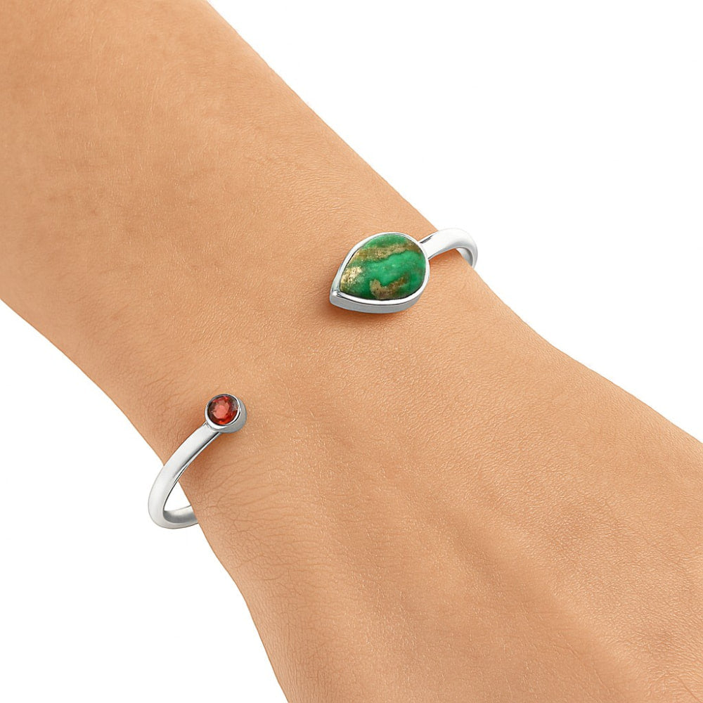 Premium Quality Utah Variscite & Garnet Cuff Bangle Bracelet B-1004 40-EB10417