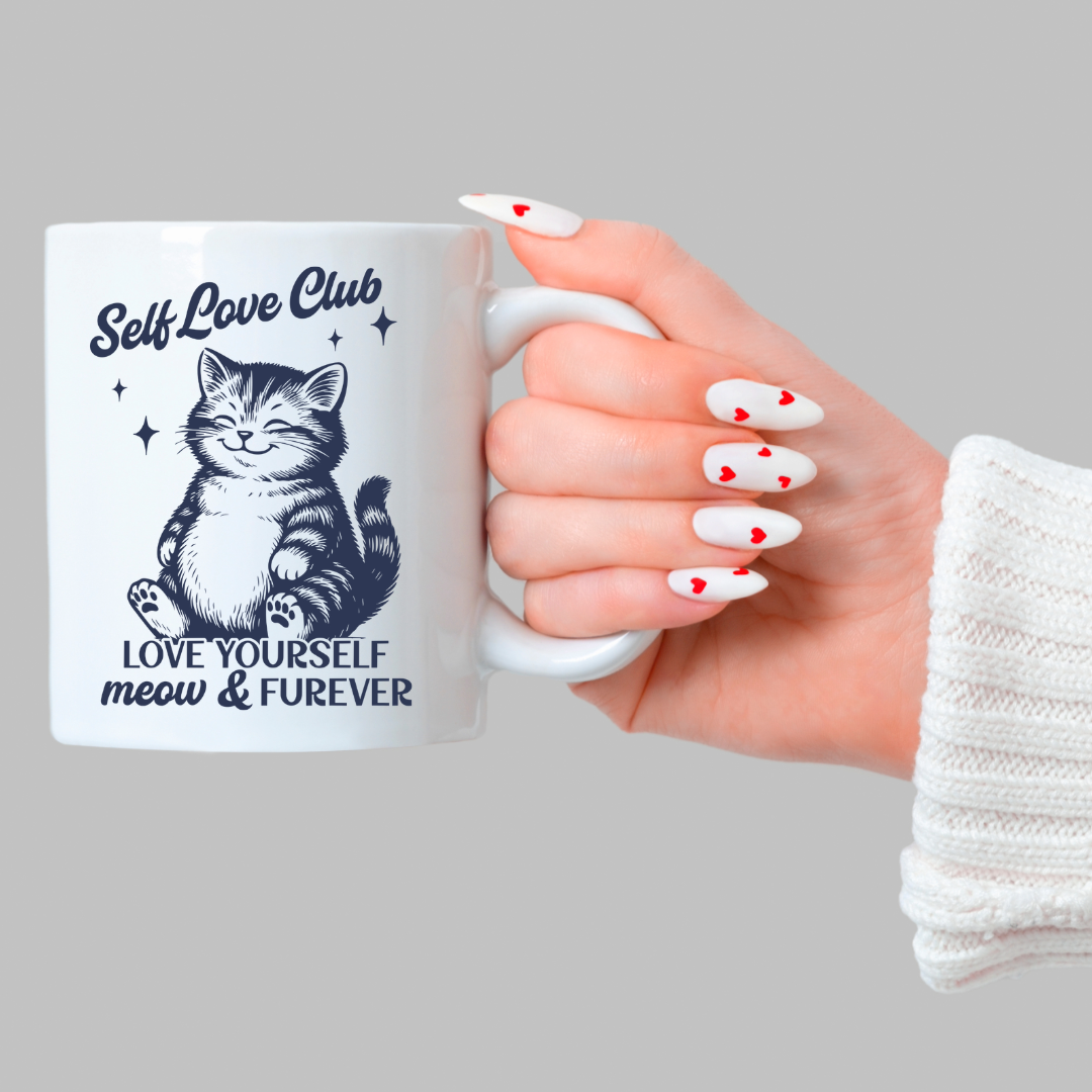 "Self Love Club" Cute Cat Ceramic Coffee Mug
