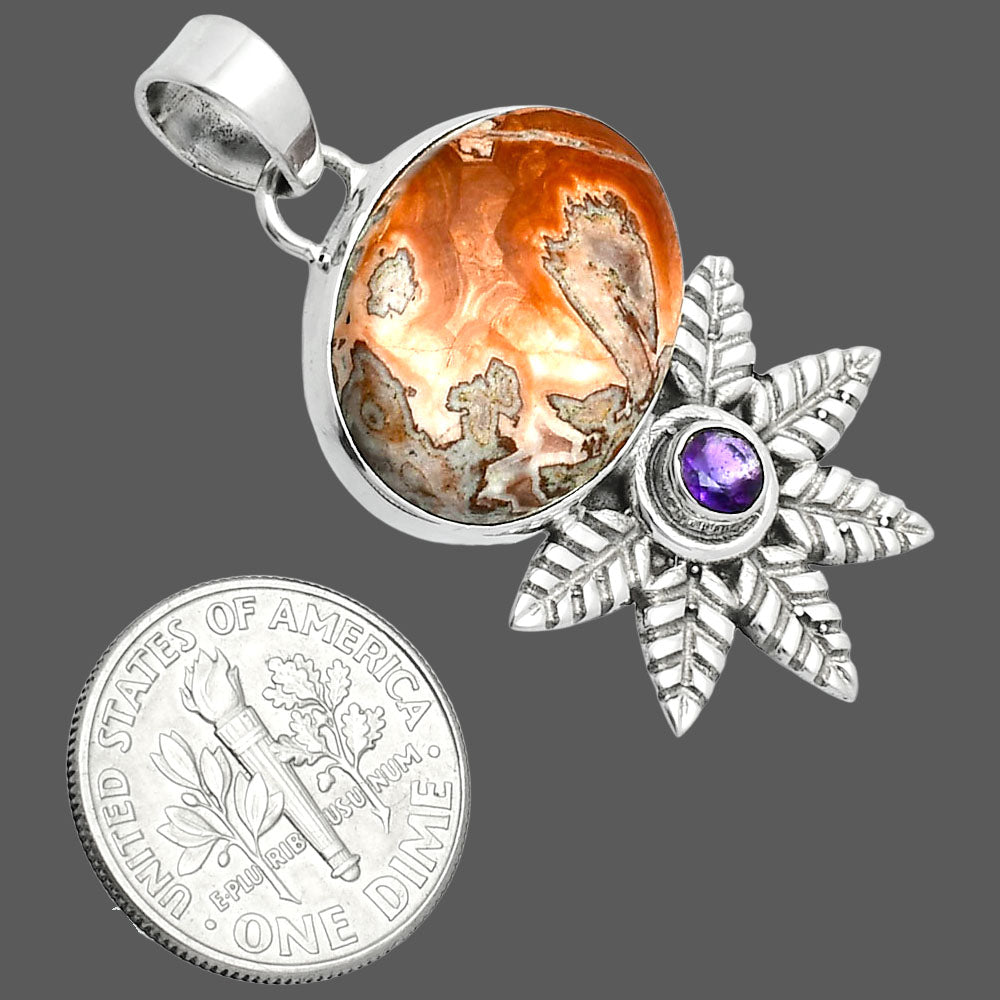Premium Quality Rosetta Picture Jasper & Amethyst Pendant P-1425 56-EP10560