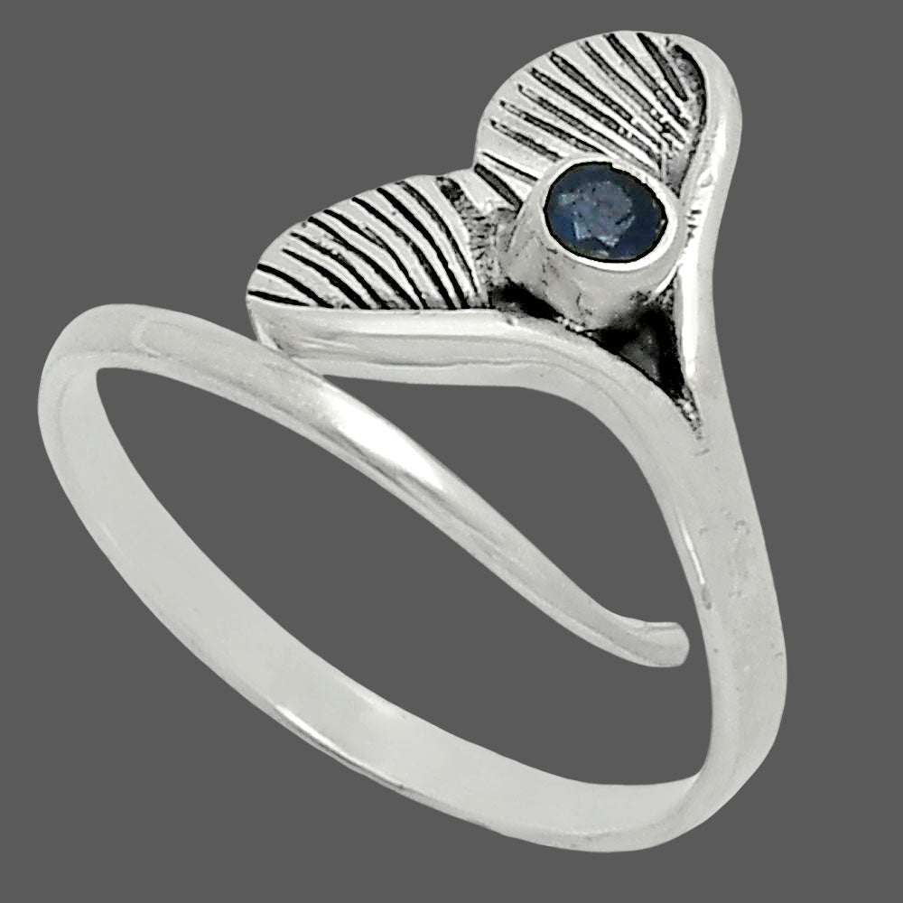 Premium Mermaid Tail Charm Blue Sapphire Glassfield Ring size-8.5 R-1070 58-ER14650