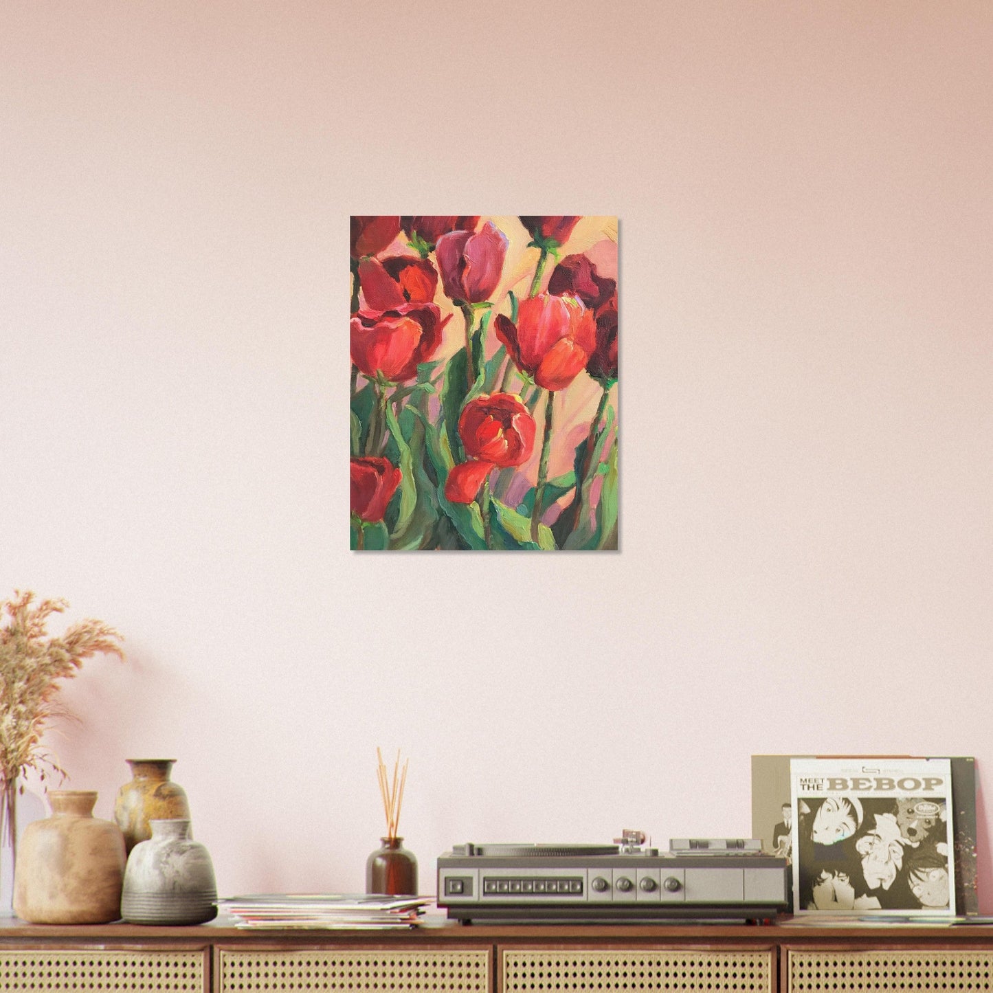 'Tulips' Floral I 16x20 Museum-Quality Matte Paper Poster | Original Artwork by American Artist Barbara Cleary (Fall Collection)
