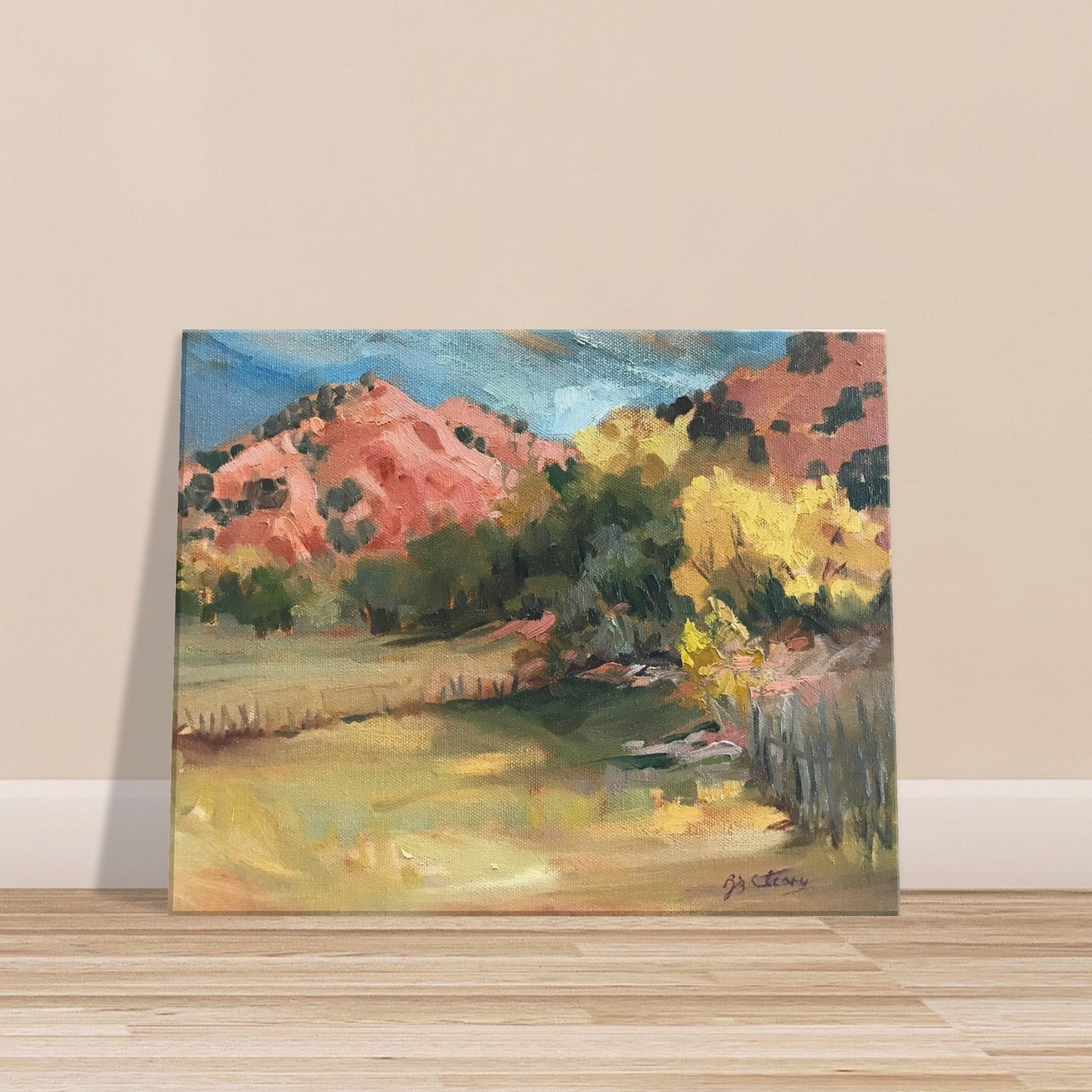 'Chimayo Pastures: Tranquil Southwest' Landscape I 16x20 inch Art Print on Canvas I Original Artwork by American Artist Barbara Cleary