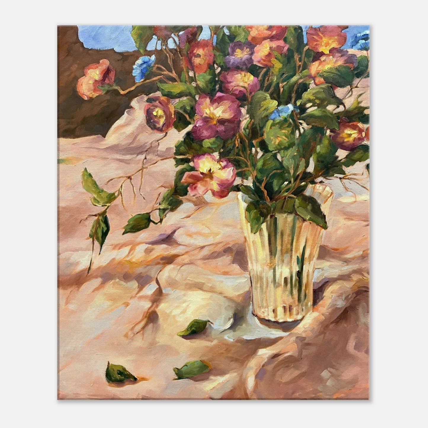 'Blossoms in Bloom" Still Life Floral I 20x24 inch Art Print on Canvas I Original Artwork by American Artist Barbara Cleary