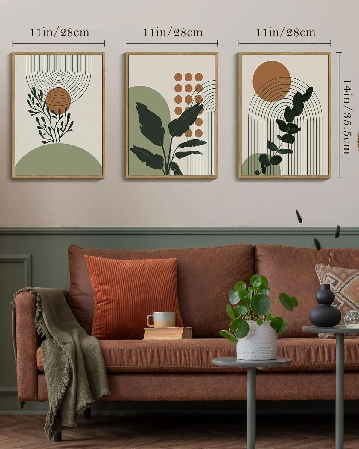 Framed Bohemian Botanical Wall Art Sage 11X14 Inches
