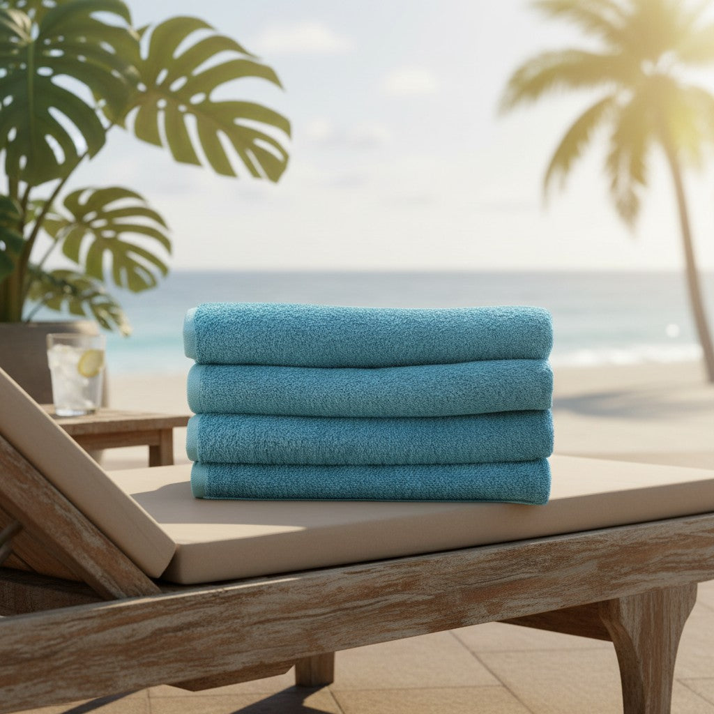 Aqua Blue Beach Towels in size 27"X54" Vat Dyed