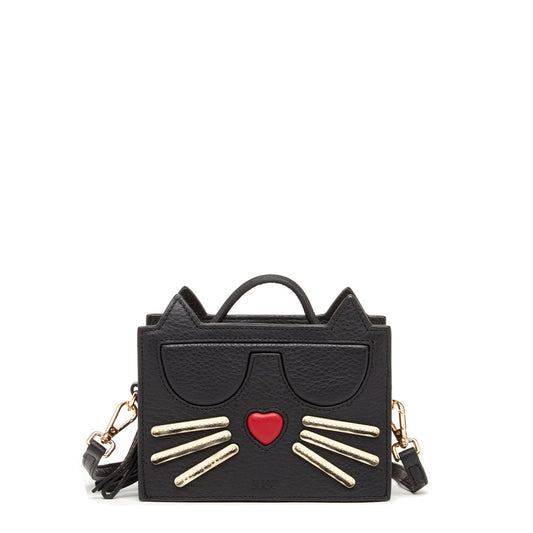 SUSU Leather Cat Bag Black Crossbody Purse Women's Handbag