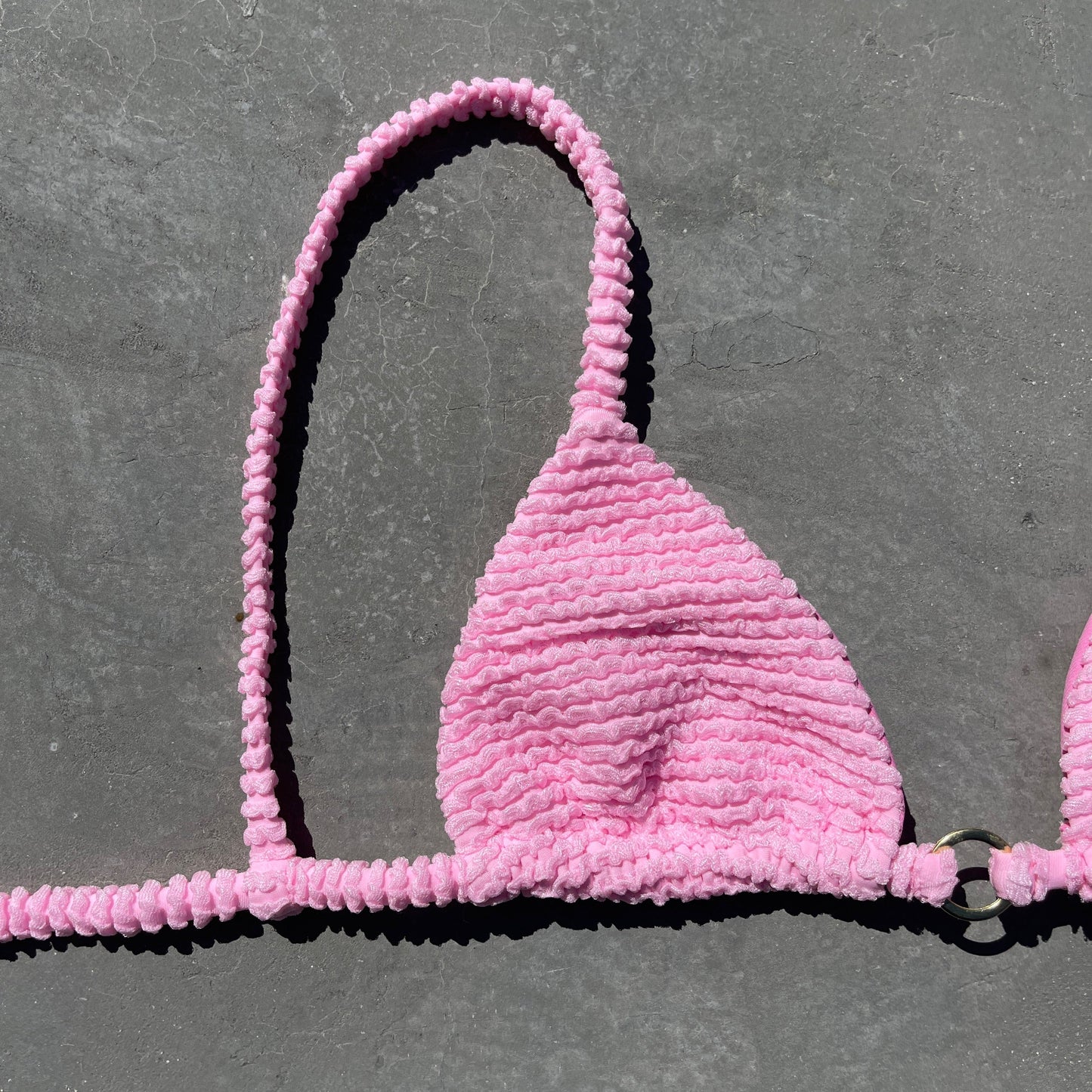 Pink Milk Shake Textured Triangle Bikini Top
