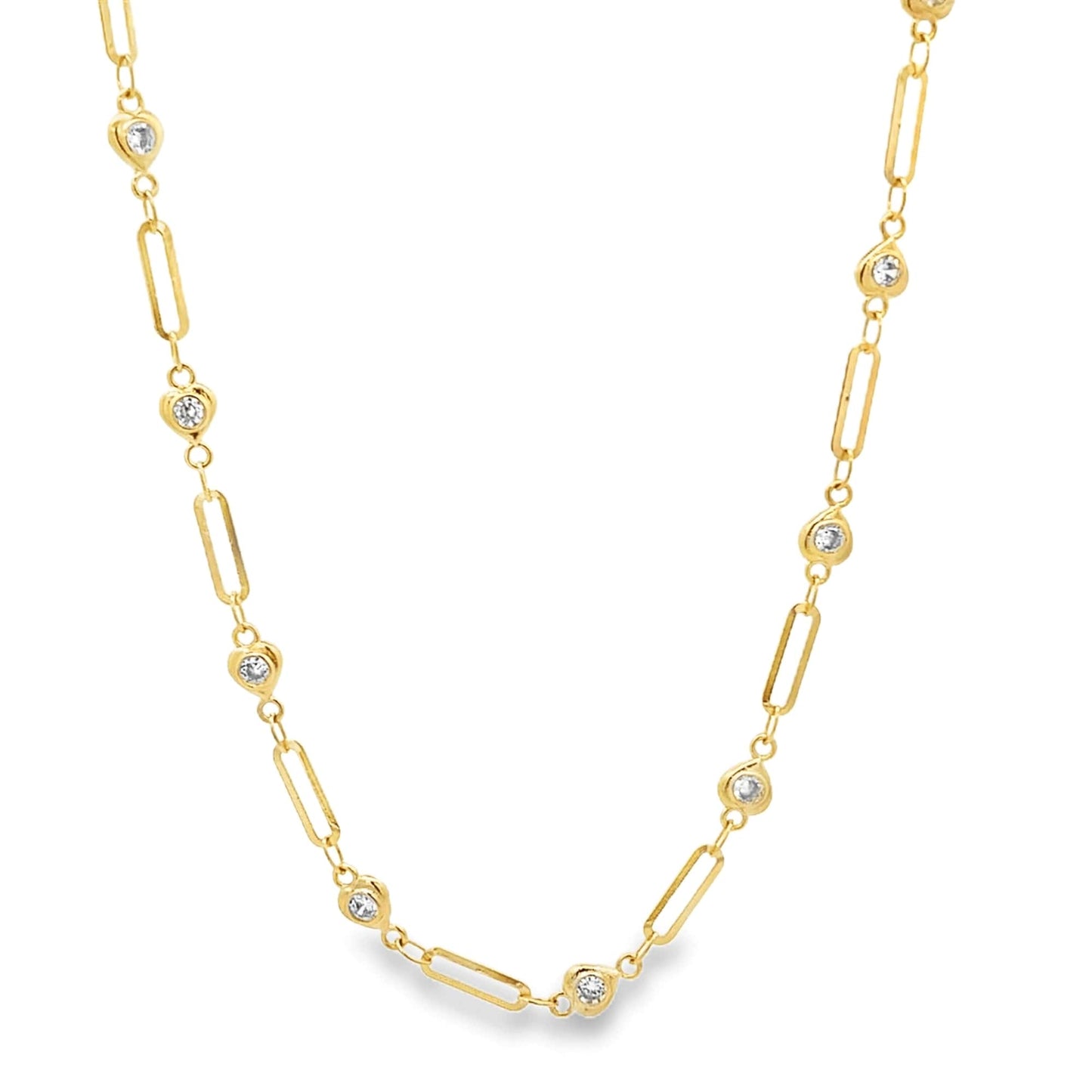 Clear CZ Heart Charm Clip Link Bracelet (H289/I133B)