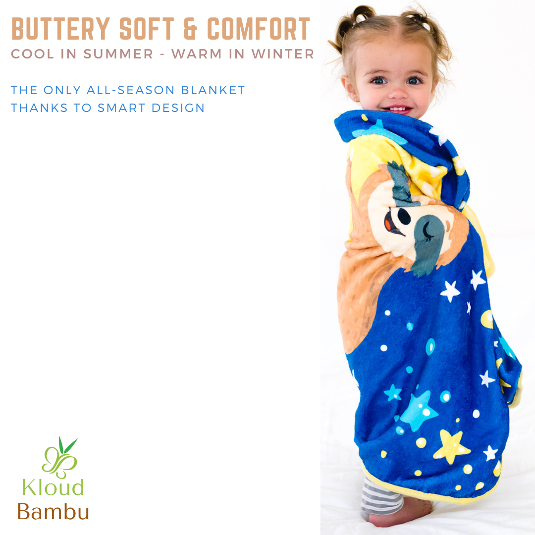 Baby Minky Sloth Blanket - Double Layers - I Love You to the Moon and Back