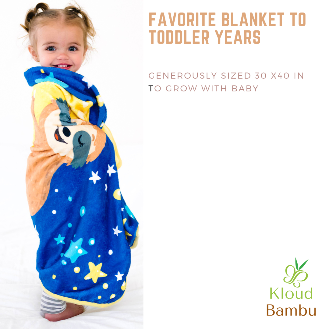 Baby Minky Sloth Blanket - Double Layers - I Love You to the Moon and Back