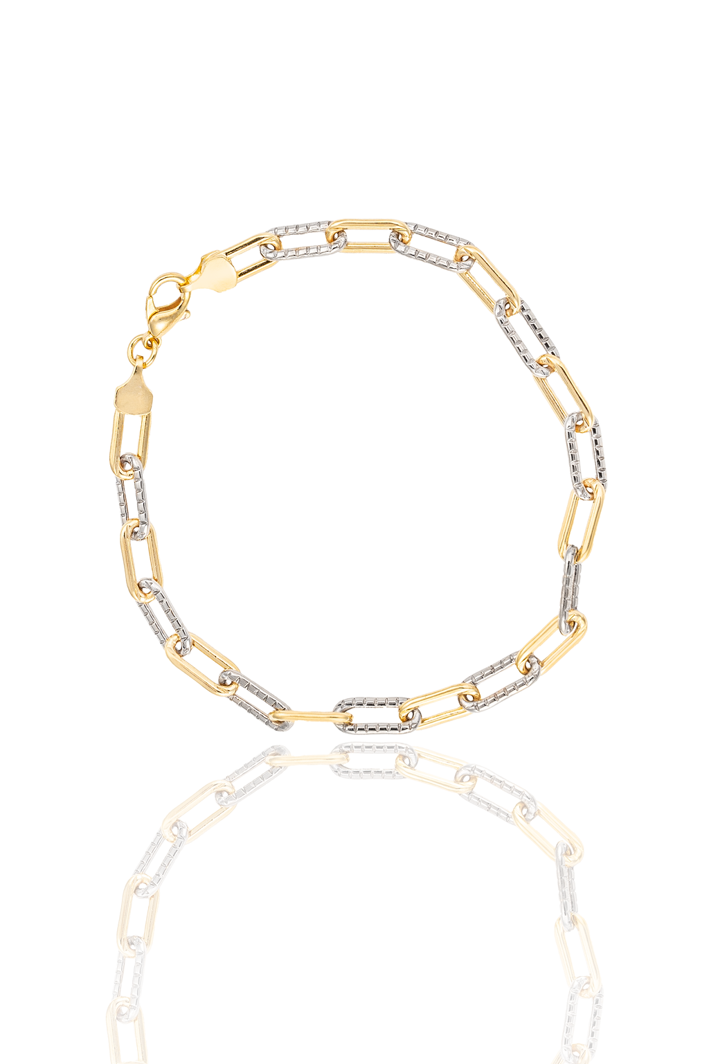 Two Tone Textured Paperclip Bracelet (H141/I235)