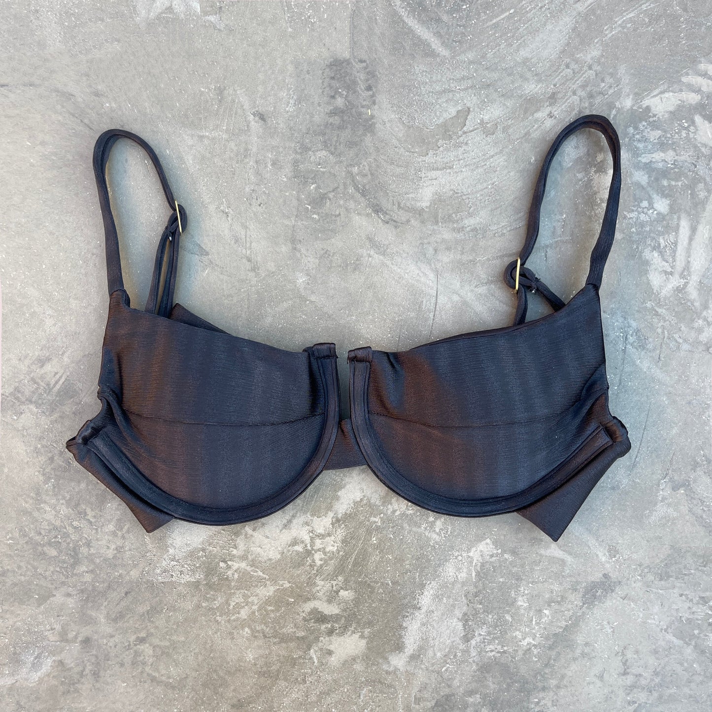 Black Striped Panneled Bikini Top