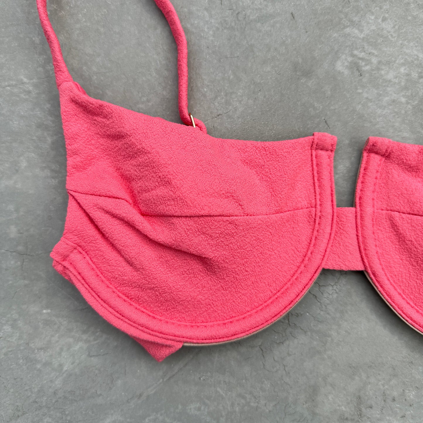 Seashore Textured Coral Delight Panneled Bikini Top