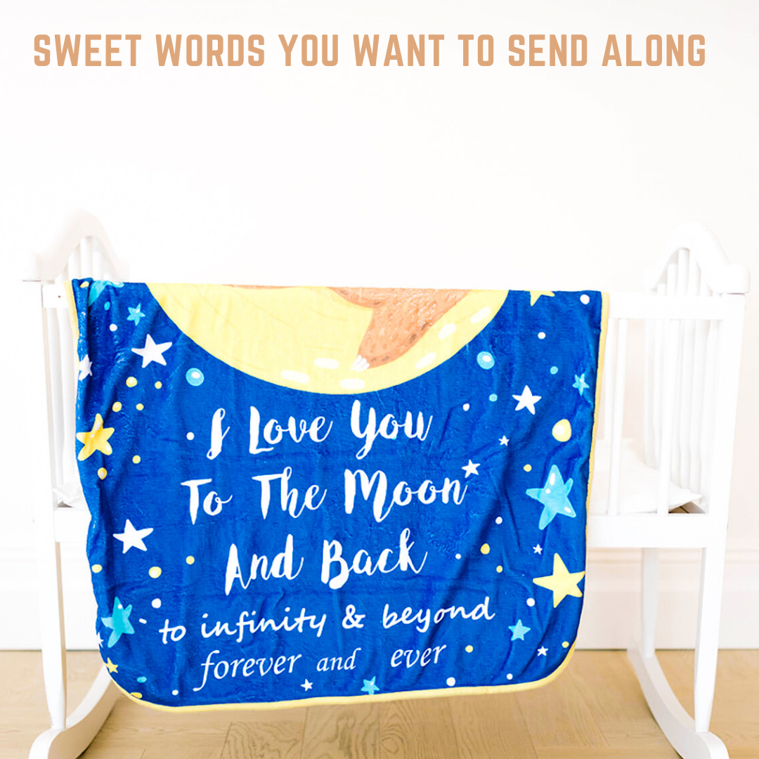 Baby Minky Sloth Blanket - Double Layers - I Love You to the Moon and Back