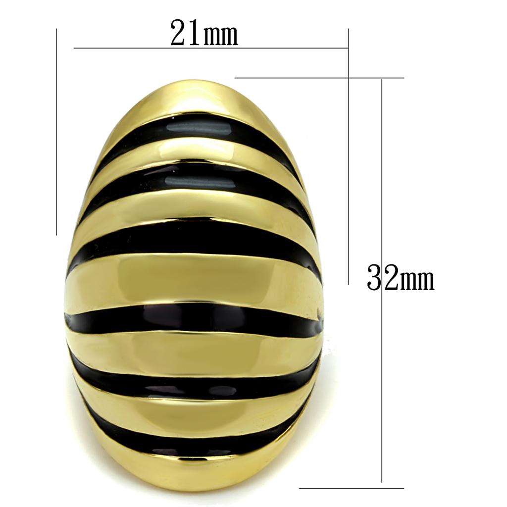 LO3904 - Gold Brass Ring with Epoxy in Jet