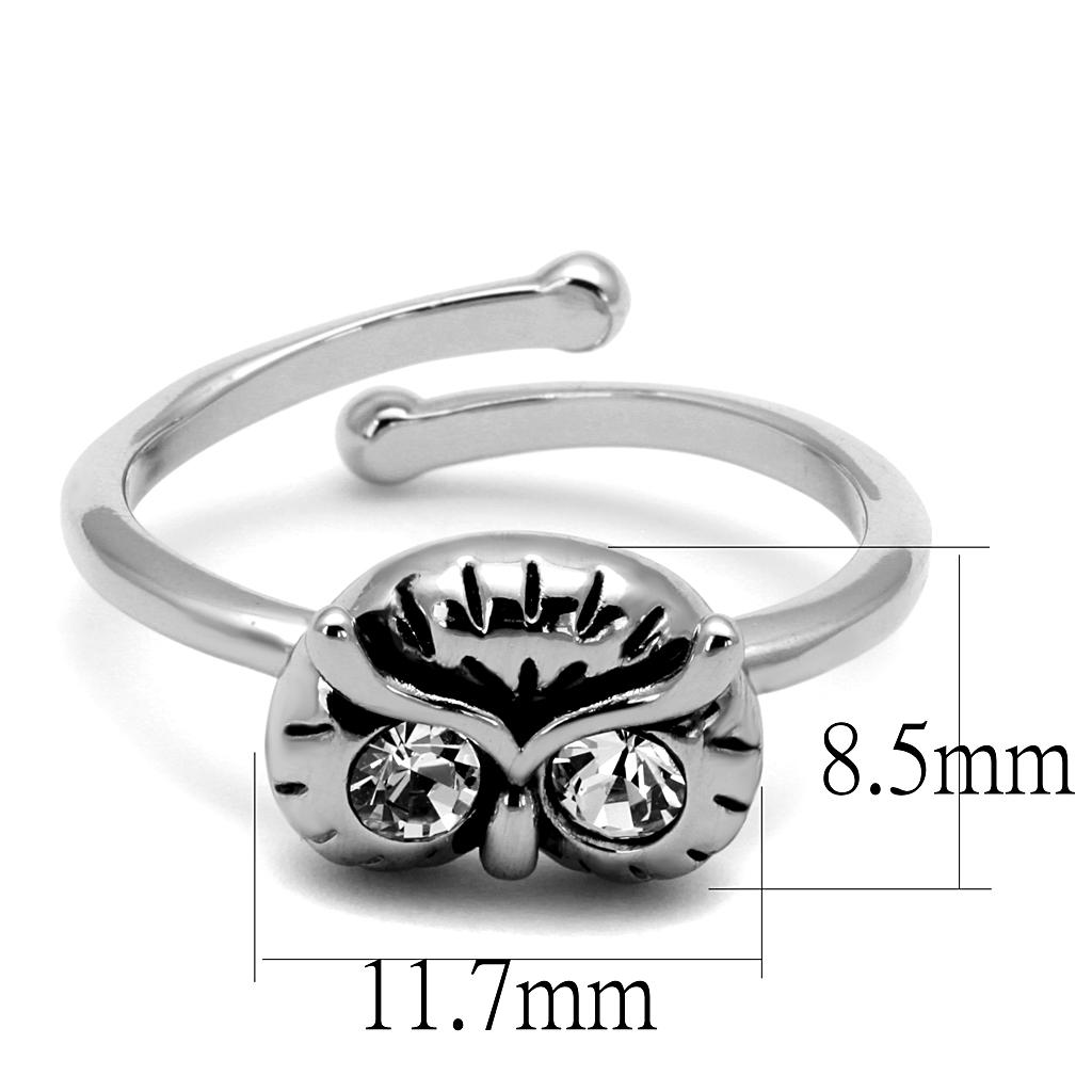 LO4049 - Rhodium Brass Ring with Top Grade Crystal in Clear