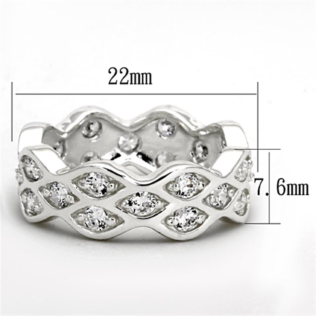 LOS727 - Rhodium 925 Sterling Silver Ring with AAA Grade CZ in Clear