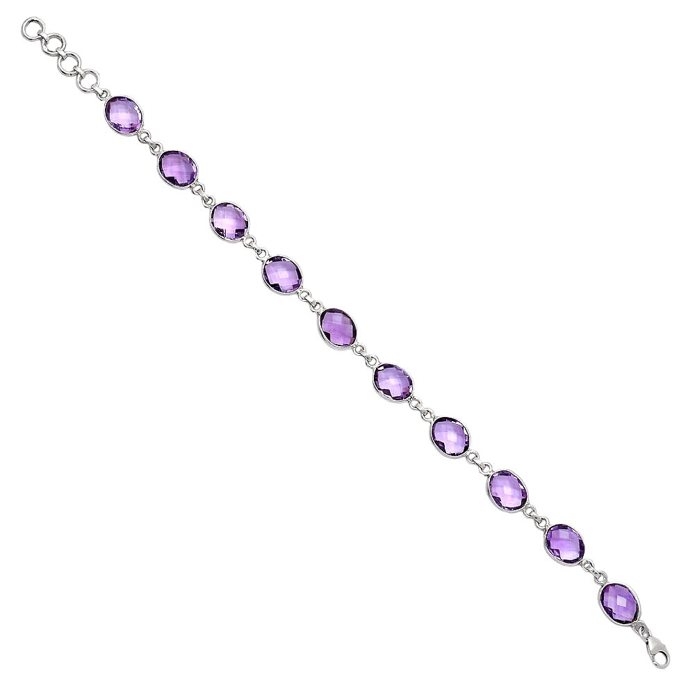 Amethyst Checker Briolette - Brazil Bracelet B-1001 SDB5279