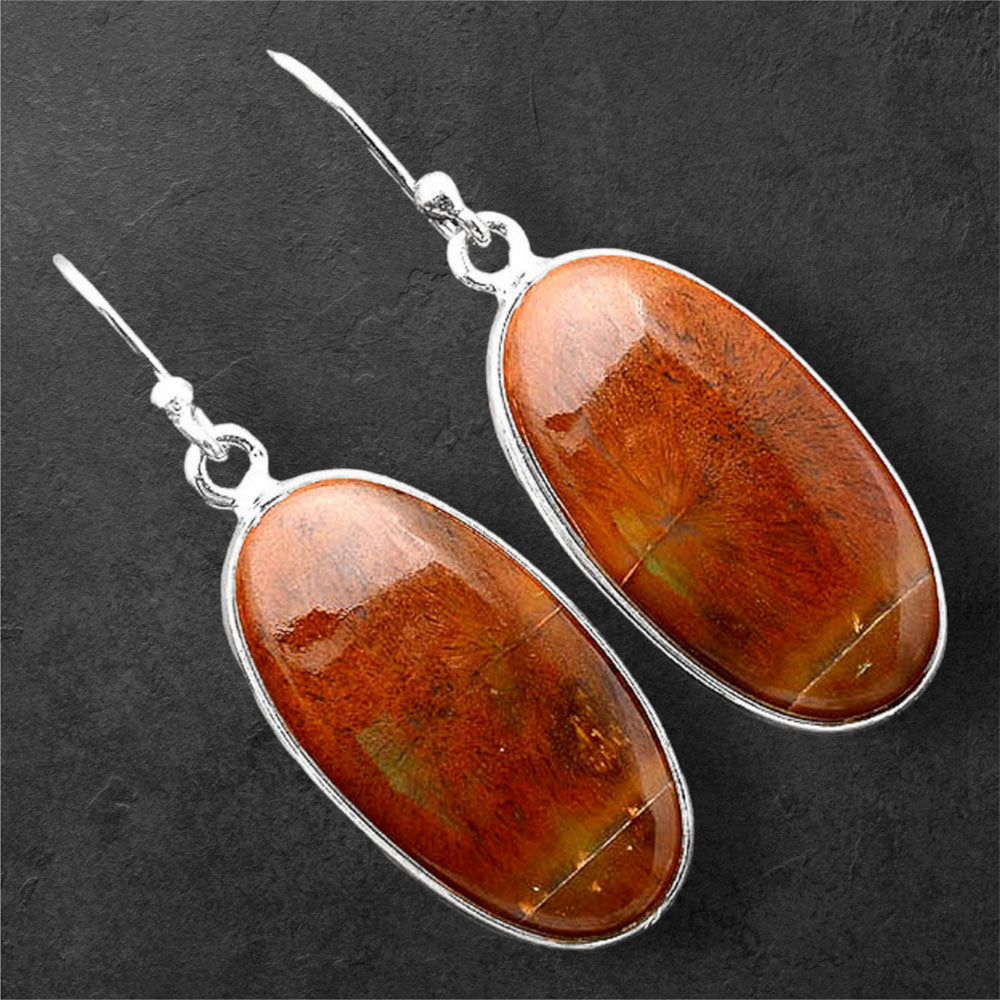 Natural Red Moss Agate Earrings E-1001 SDE86435