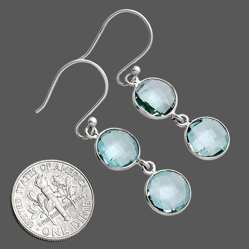Sky Blue Topaz Checker Briolette Earrings E-1006 SDE89482