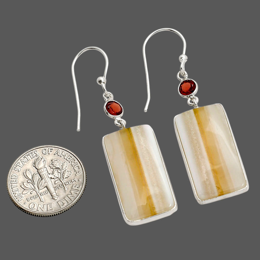 Banded Onyx and Hessonite Garnet Earrings E-1002 SDE90563