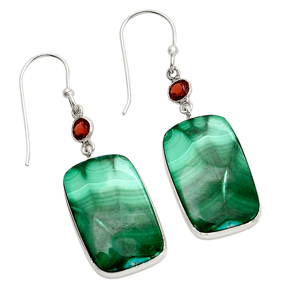 Malachite Eye and Hessonite Garnet Earrings E-1002 SDE90585