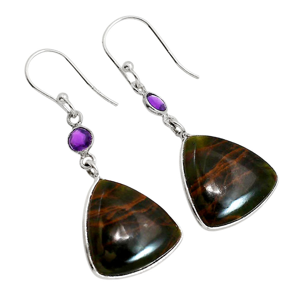 Turkish Rainforest Chrysocolla and Amethyst Earrings E-1002 SDE91731