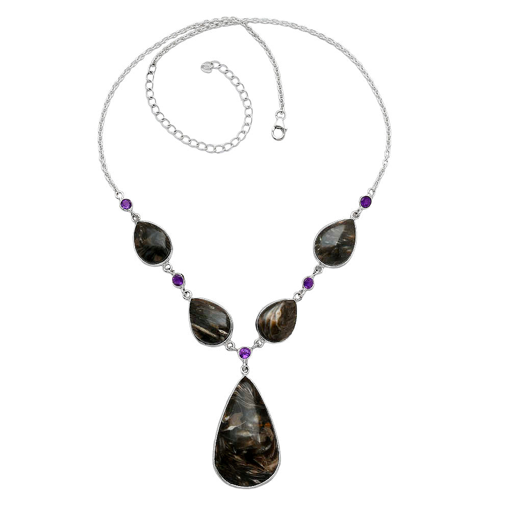 Natural Bat Cave Jasper & Amethyst Necklace N-1022 SDN2044