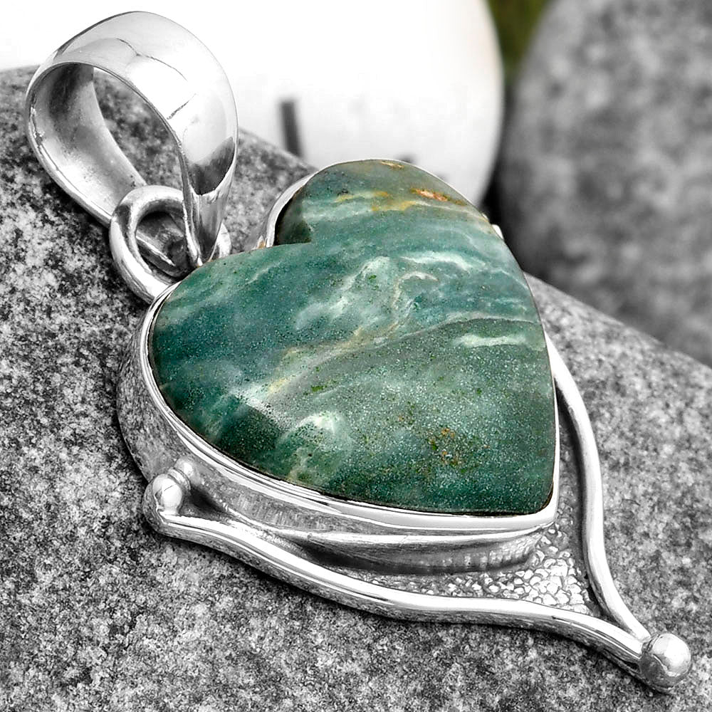 Heart Natural Larsonite Jasper Pendant P-1393 SDP104791