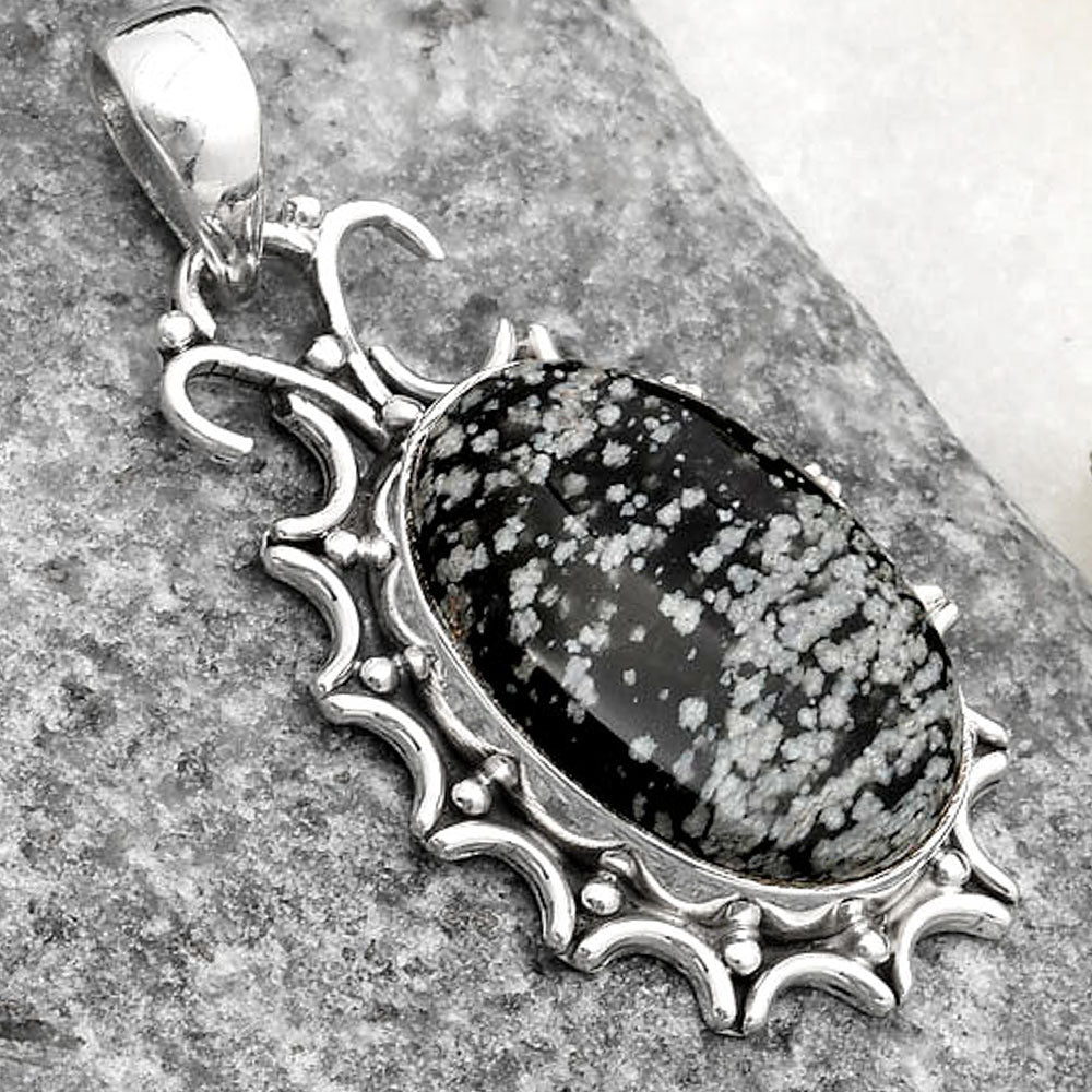 Natural Snow Flake Obsidian Pendant P-1249 SDP107303