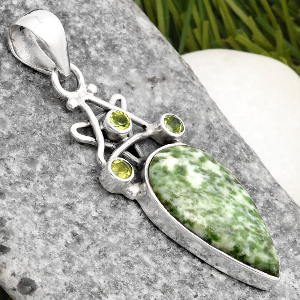Star - Natural Dioptase & Peridot Pendant P-1095 SDP107514