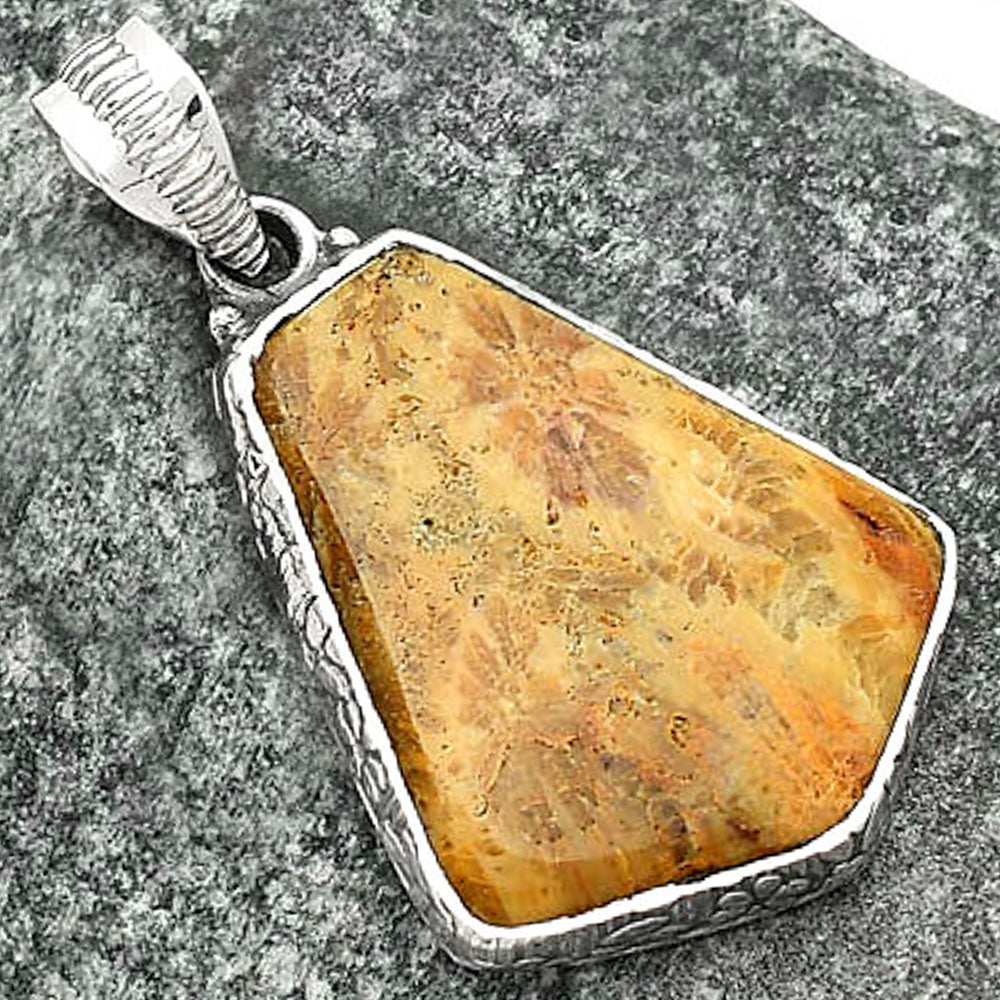 Natural Flower Fossil Coral Pendant P-1082 SDP111900