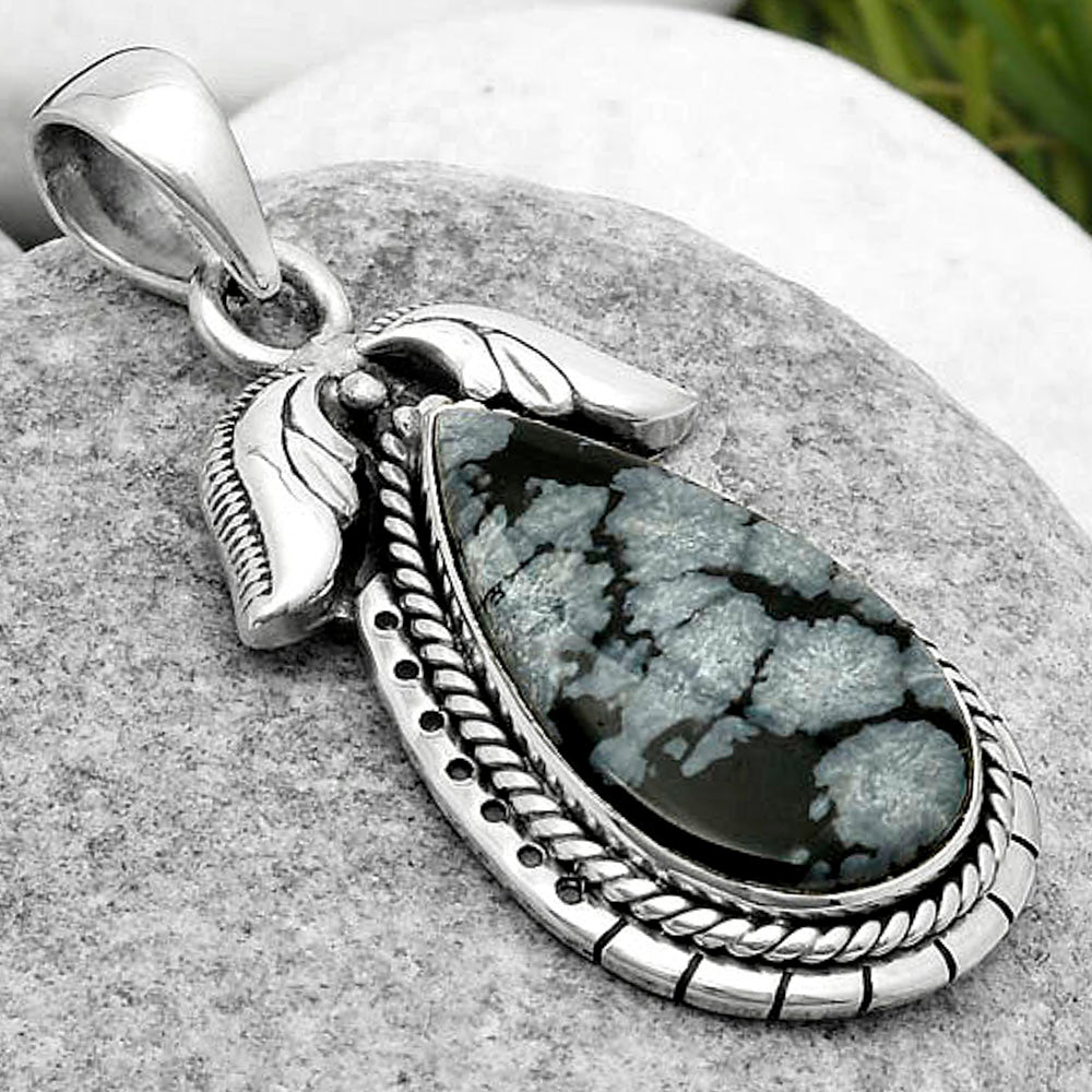 Natural Snow Flake Obsidian Pendant P-1567 SDP114582