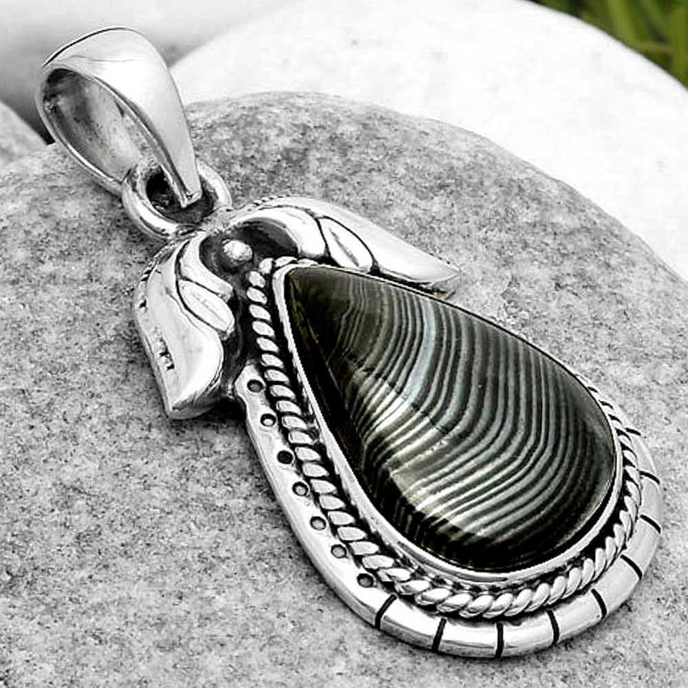 Crown Of Silver Psilomelane - Black Malachite Pendant P-1567 SDP114583