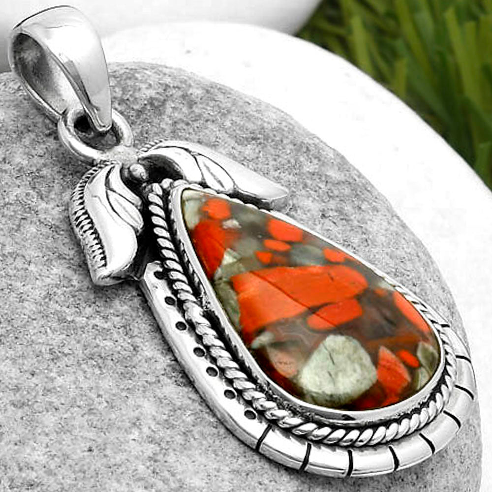 Natural Red Brecciated Jasper Pendant P-1567 SDP114602