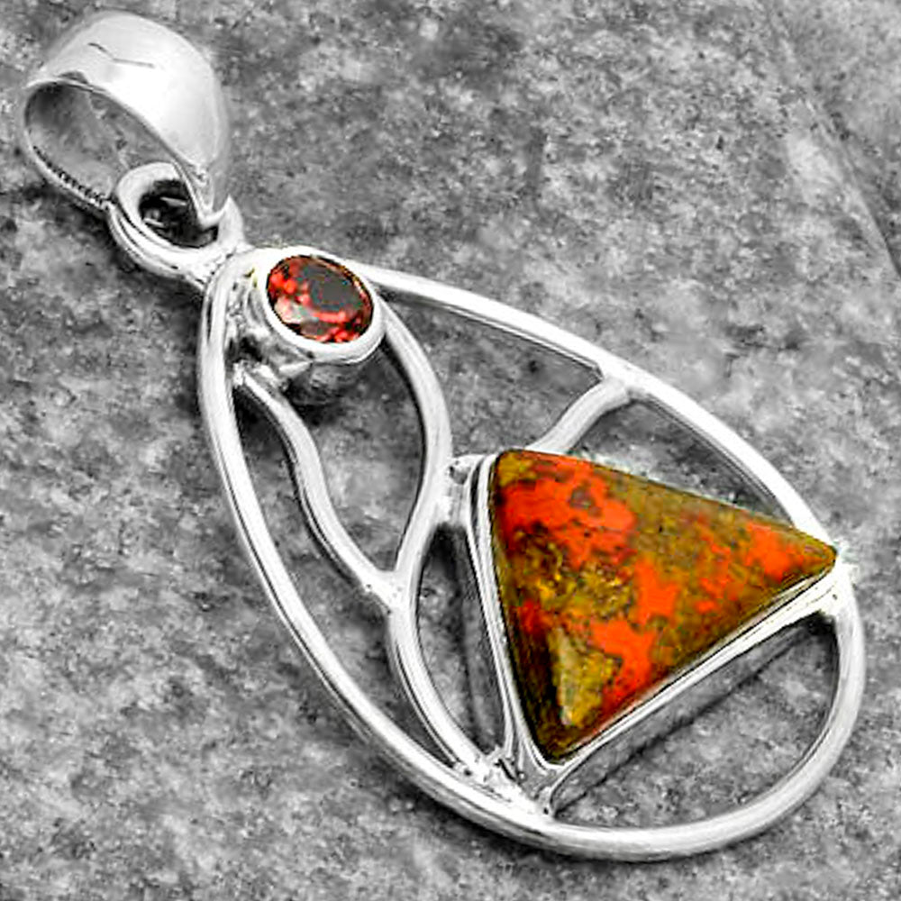 Rare Cady Mountain Agate & Garnet Pendant P-1572 SDP115761